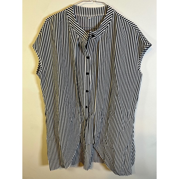 Unbranded Tops - Unbranded Women Blouse Vertical Stripe Black White XL